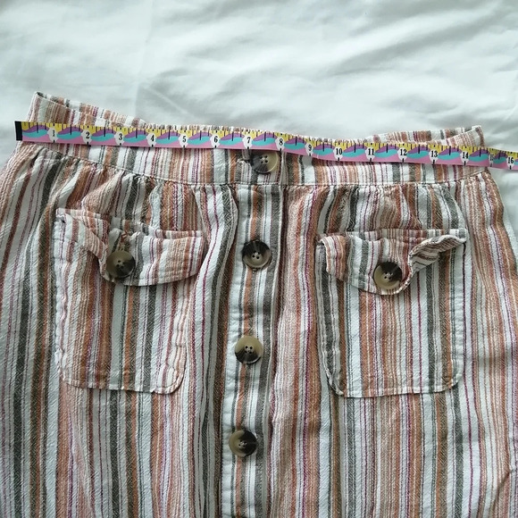 Urban Outfitters Carson Linen Blend Button Front Striped Midi Skirt Medium - Picture 14 of 16
